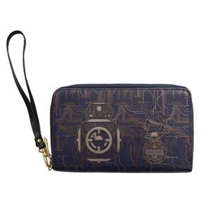 Star Wars Galaxys Edge Droid Depot Light Up Wristlet Wallet Navy Blue BB8 R2D2